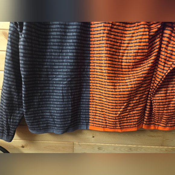 Womens Striped Orange And Gray Halloween Hoodie with Jack-o-lantern Face. EUC XL - Picture 6 of 13